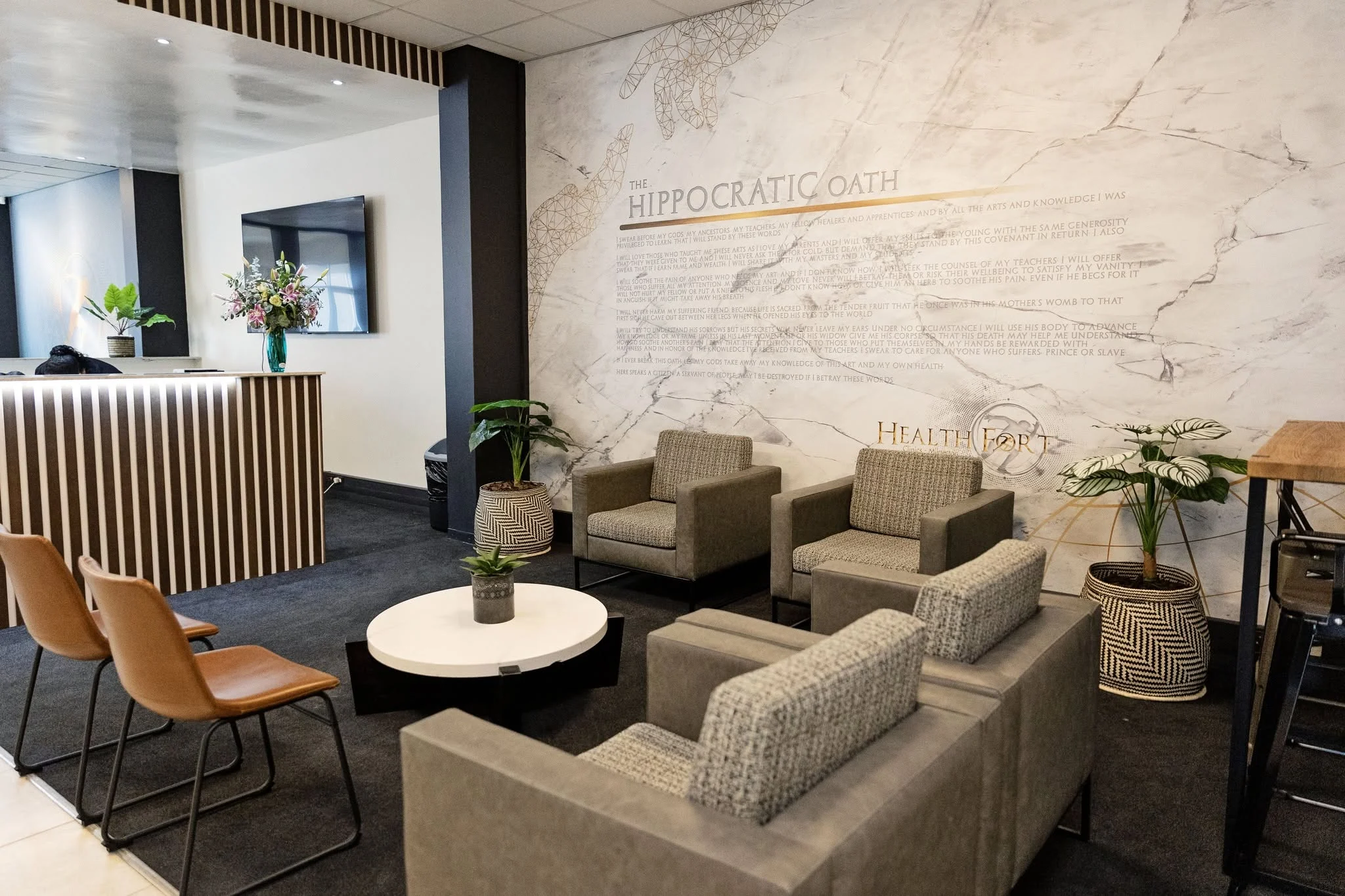Reception and waiting area at Healthfort Clinics in Milnerton